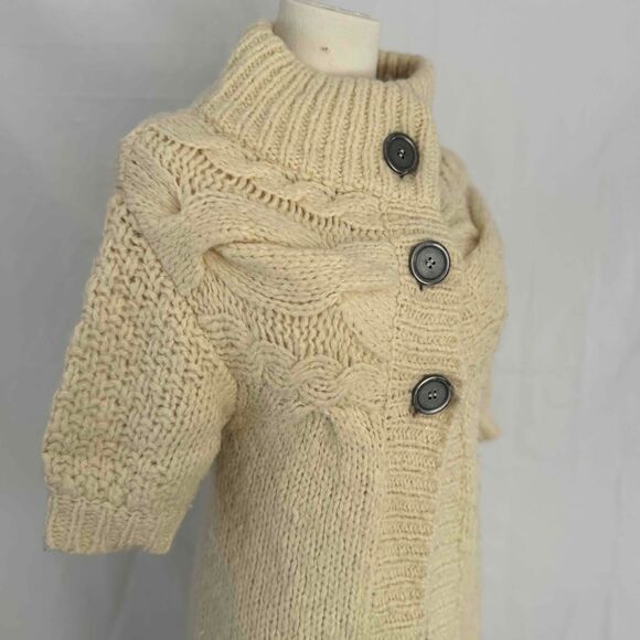 Free People Short Sleeve Cardigan Women XS Chunky Cable Knit Long Bohemian Retro - Picture 12 of 16